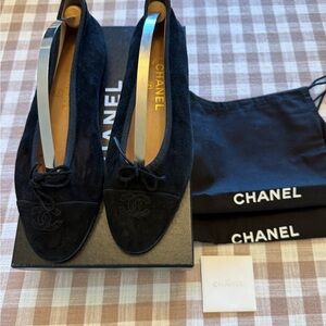 Chanel Black Suede Flats